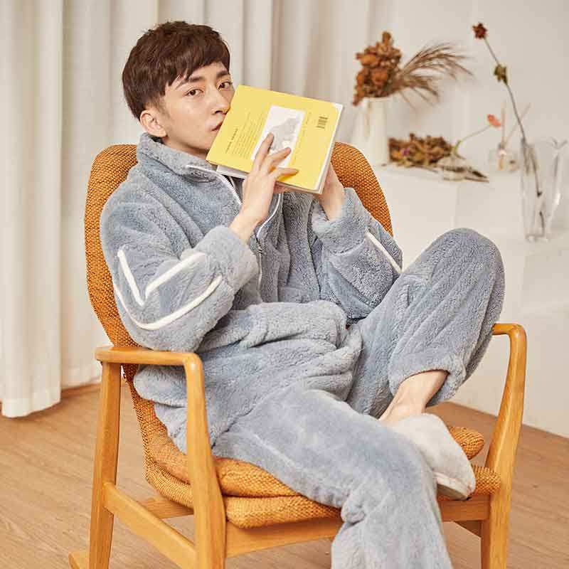 冬季珊瑚绒男士天学生可出门睡衣 金喜彩本初睡衣/家居服套装