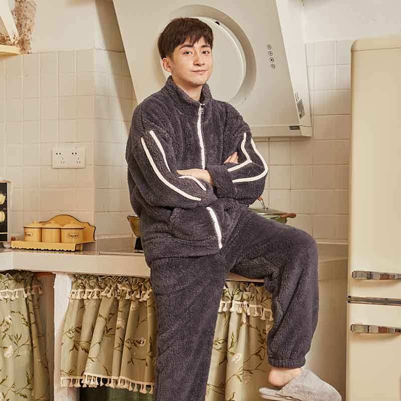 冬季珊瑚绒男士天学生可出门睡衣 金喜彩本初睡衣/家居服套装