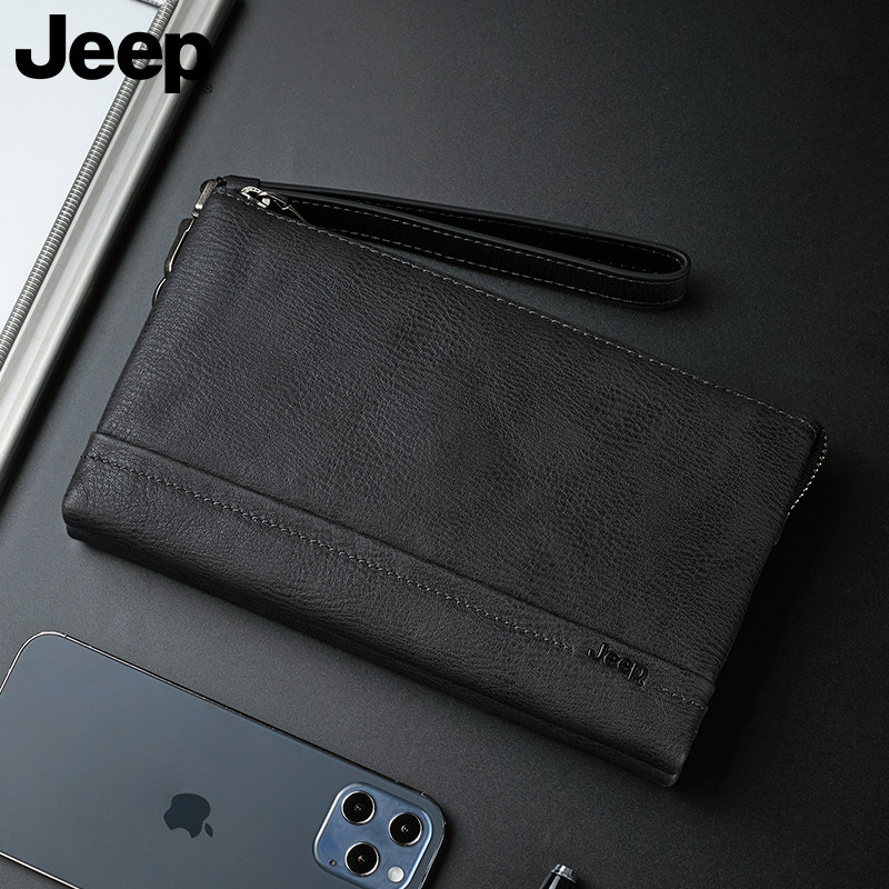 jeep男士手拿包真皮轻奢潮牌男包 jeep箱包男士包袋