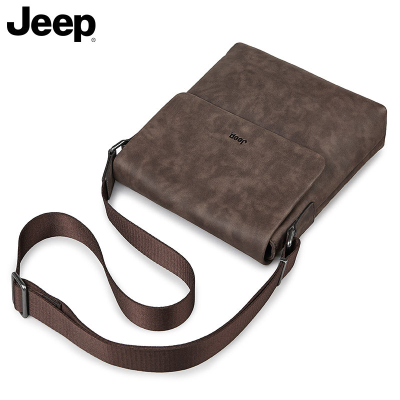 jeep男包单肩头层牛皮竖款斜挎包 jeep箱包男士包袋