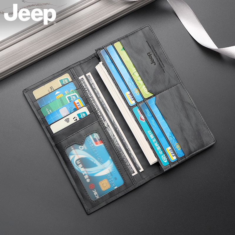 jeep男士长款年轻人大容量真皮钱包 jeep箱包钱包