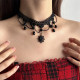 Black lace tassel choker necklace