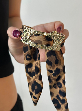 复古y2k辣妹风豹纹飘带手镯
