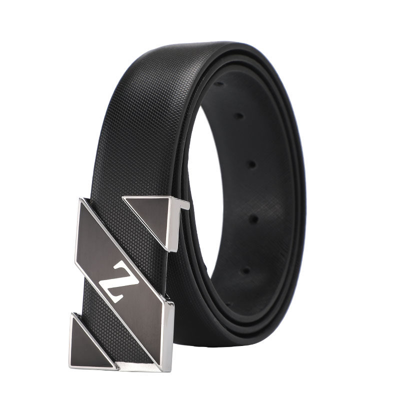 Internet celebrity smooth buckle casual style white cowhide belt