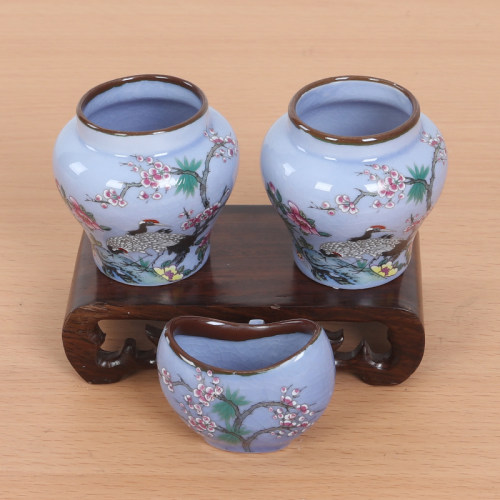 新款包邮精品鸟碗鸟食杯陶瓷画眉鸟食罐鸡心杯水缸盒槽鸟笼杯配件 - 图3