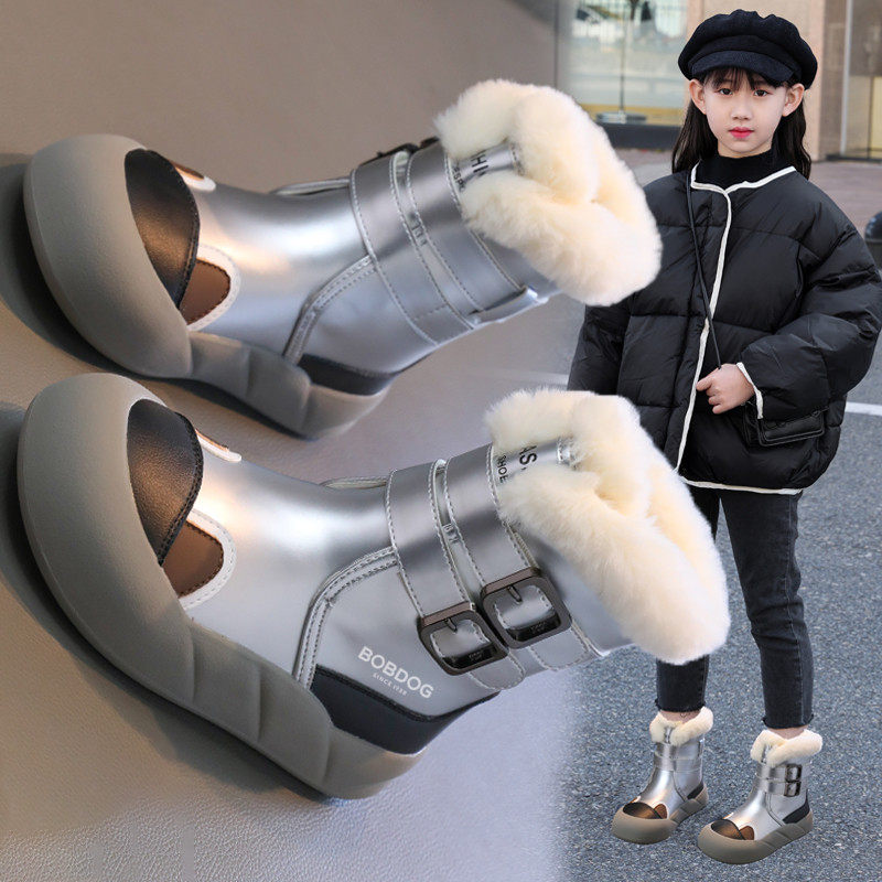 巴布豆女童雪地靴2025冬季新款防水儿童棉鞋加绒加厚女孩棉靴保暖,淘宝优惠券,粉丝福利购,淘宝优惠卷