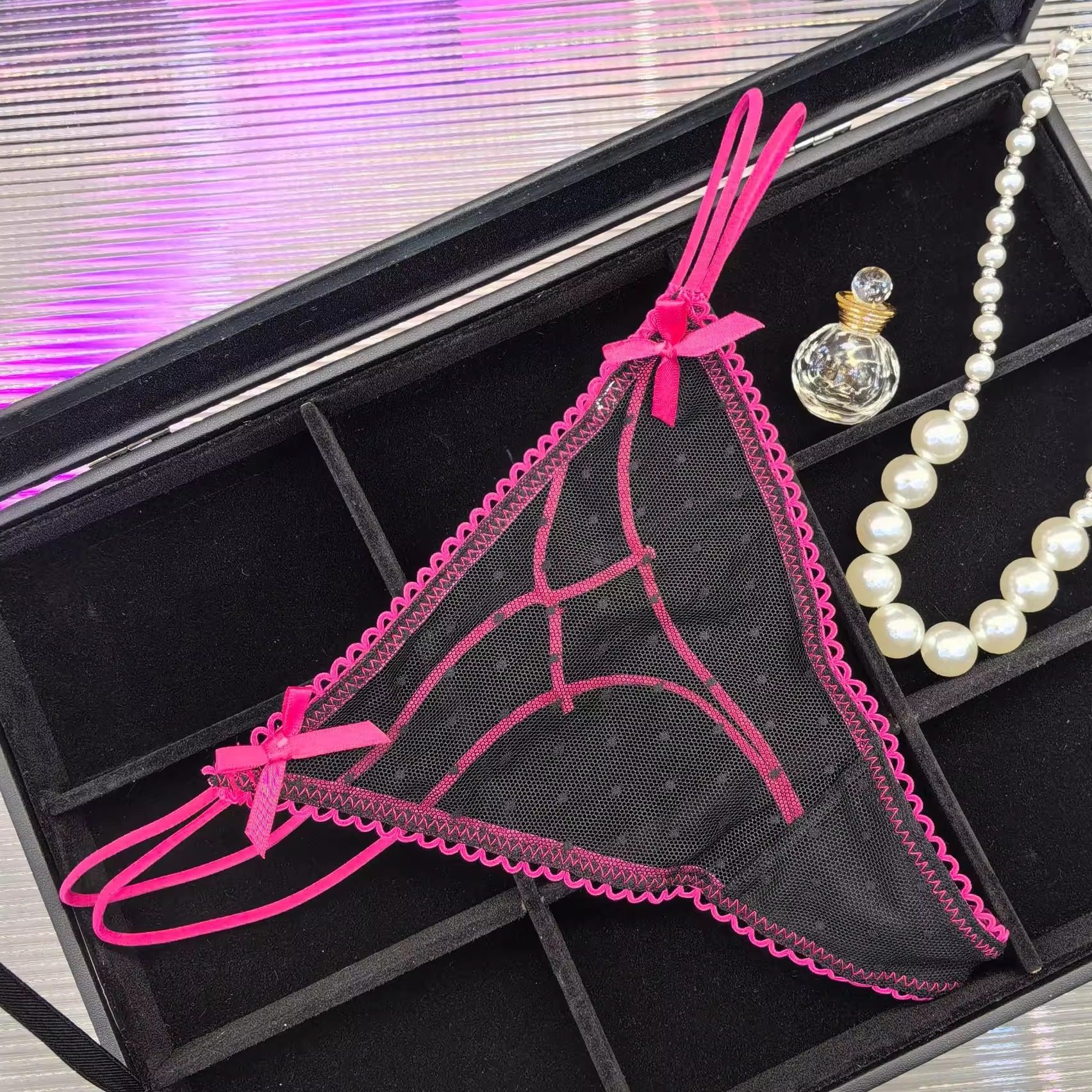 新款性感内裤女细带日系透气轻薄波点网纱可爱丁字裤女甜美T裤头,淘宝优惠券,粉丝福利购,淘宝优惠卷