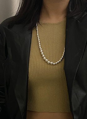 黄铜珠珠项链时髦极简长款毛衣链