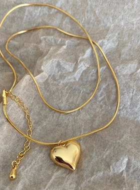 钛钢不掉色爱心吊坠锁骨链