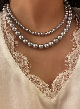 银灰色珍珠圆润饱满复古高级感