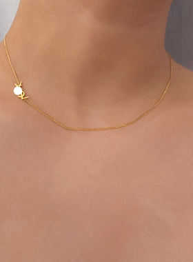 钛钢百搭锁骨链韩国ins字母项链