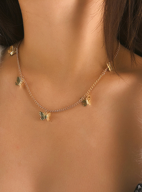 欧美时尚博主蝴蝶金银两色项链