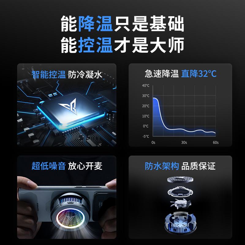 飞智B6X/B7X磁吸手机散热器静音散热背夹半导体制冷结冰降温神器风扇冰封可超频适用于苹果安卓小米黑鲨红魔 - 图0