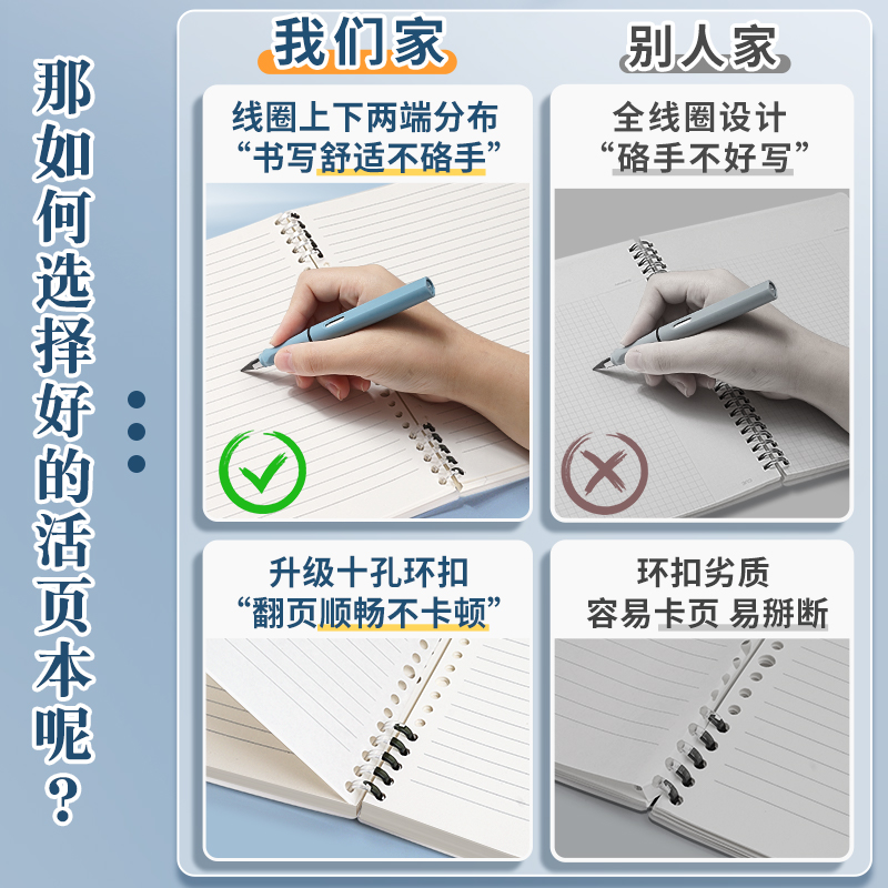 b5活页本替芯活页纸可拆卸活页本外壳26孔横线空白初中生专用高中生专用16k活页夹加厚本中学生活页笔记本子