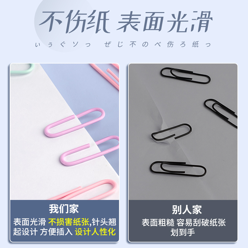 1000枚彩色回形针办公用品曲别针大号文件书签回型针收纳盒文具不锈钢u型固定回纹回应回行旋别针回心针批发-图1