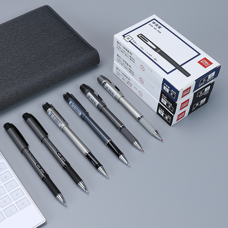 得力坚砾专卖店得力文具中性笔0.5mm/0.7mm/1.0mm书写工具中性水笔学生作业功课/商务办公签字笔合同文件签名走珠笔滑顺耐用3