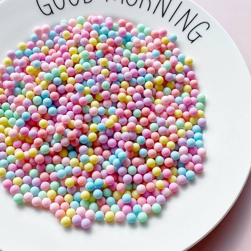 无孔磨砂马卡龙色珠子小圆球 手机壳奶油胶diy材料点缀装饰物配件 - 图0