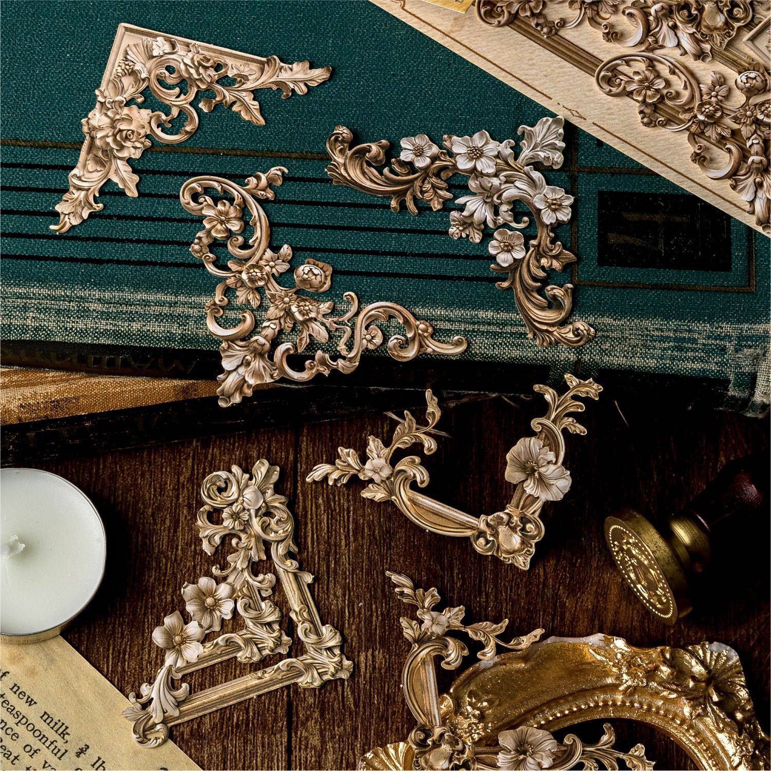 陌墨镂空浮雕边角贴 古典岁月系列 复古欧式素材手帐谷美装饰拼贴,淘宝优惠券,粉丝福利购,淘宝优惠卷