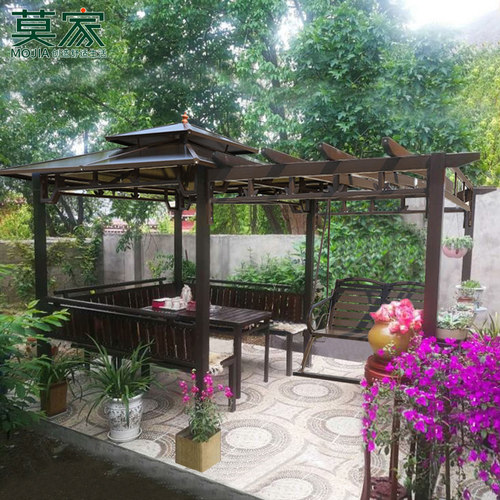 莫家铝合金葡萄架凉亭户外帐篷庭院爬藤架秋千别墅院子遮阳棚亭子 - 图1