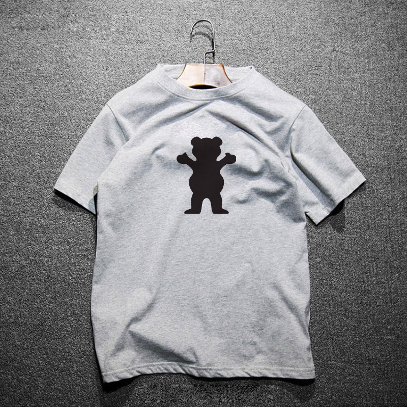 潮统旗舰店夏装情侣装欧美ins潮牌卡通小熊印花T恤男短袖宽松BF风半袖女上衣0