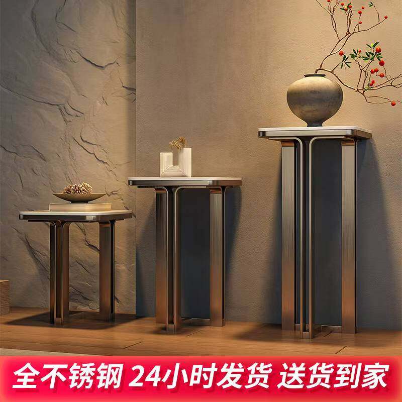 极简轻奢风岩板花架客厅室内阳台落地式置物架别墅玄关展示架,淘宝优惠券,粉丝福利购,淘宝优惠卷