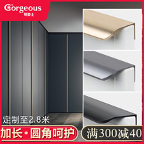 Through-top lengthened invisible door cabinet lahand light and luxurious modern minimis punch-free overall cabinet door wardrobe side loading door handle