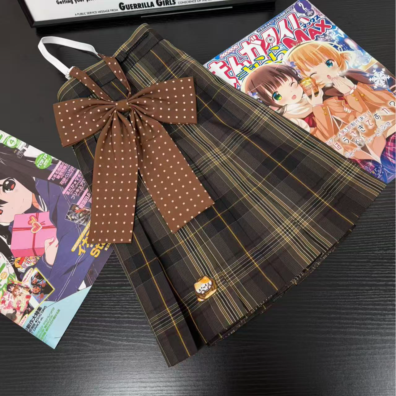 猫看花JK制服套装焦糖色开衫板栗猫格裙长袖毛衣三件套jk制服学院,淘宝优惠券,粉丝福利购,淘宝优惠卷