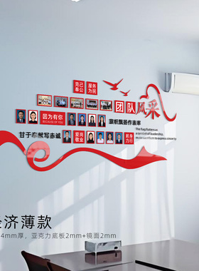 员工风采文化墙团队照片展示墙办公室公告栏墙贴标语企业墙面装饰