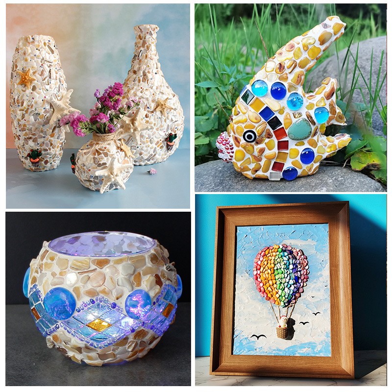 五彩石彩色石子鱼缸底砂造景盆栽多肉装饰鱼缸沙染色石子小彩石 - 图1