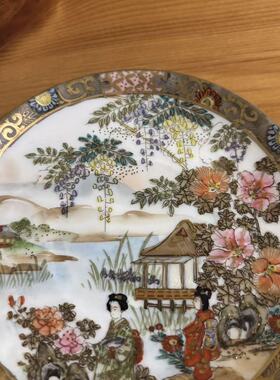 日本则武 Noritake 百年古董收藏手绘风景人物赏盘 装饰摆件小碟