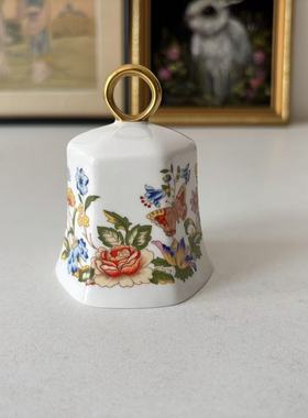 AYNSLEY 安兹丽 Cottage Garden 村舍花园描金骨瓷铃铛 圣诞餐铃