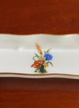 Limoges 利摩日 法国手绘收藏瓷器 长方首饰碟 刀叉碟 描金笔盘