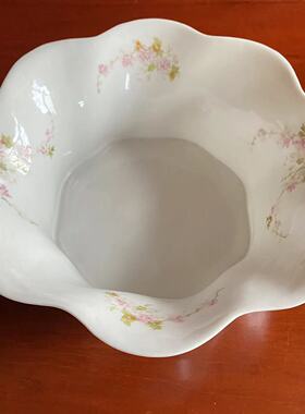 Vintage 德国中古瓷器花盆摆件 螺纹瓷装饰花盆 花器 特价