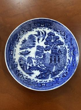 Copelands 斯波德 Spode 19世纪末期古董老柳树小碟 亭台楼阁赏盘