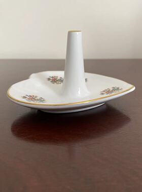 COALPORT 科尔波特 明玫瑰描金骨瓷首饰碟 Ming rose心形戒指瓷架