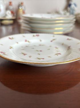 Nyon 瑞士国瓷 中古收藏瓷盘摆件 稀有描金手绘花卉装饰甜品碟