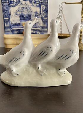 西班牙 Sanbo 瓦伦西亚鸟类瓷偶摆件 Vintage 手绘装饰瓷器瓷鸭子