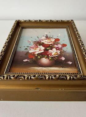 英国中古手绘油画 摆件储物盒 Vintage 收藏挂画 挂墙钥匙盒