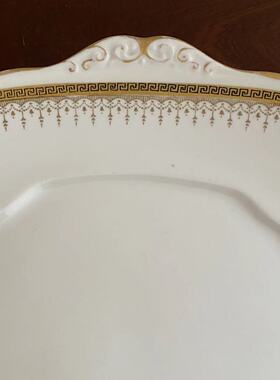 Royal Albert 皇家阿尔伯特 1927-1935年古董描金蛋糕碟 双耳大盘