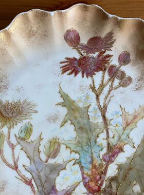 Royal Doulton 皇家道尔顿 19世纪稀有古董花卉赏盘 花边装饰瓷碟