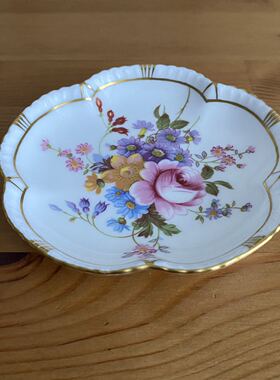 Royal Crown Derby 皇家皇冠德比 1975年英国首饰碟 五瓣花描金盘