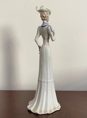 Epoca 葡萄牙 西洋陶瓷美人人偶摆件 中古酒柜玄关摆件瓷偶装饰品