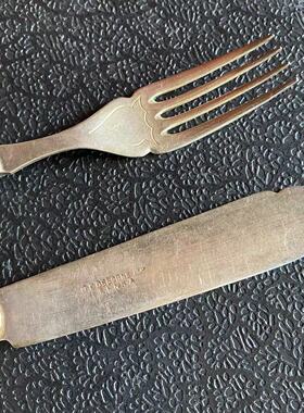 Antique 英国早期19世纪 EPNS镀银雕花正餐刀叉 英式收藏摆件餐具