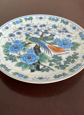 荣和谨制 日本中古花鸟收藏盘 装饰摆件瓷器圆碟 Vintage挂盘赏盘