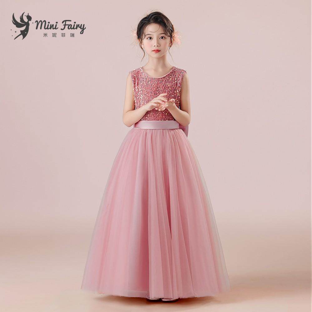 女童礼服秋冬长裙儿童演出服元旦钢琴表演高贵灰粉生日公主裙,淘宝优惠券,粉丝福利购,淘宝优惠卷