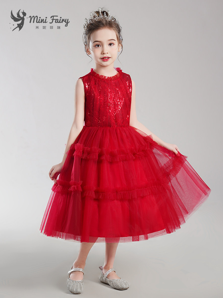 女童小提琴演出服酒红色生日公主裙儿童钢琴演奏晚礼服洋气蓬蓬裙,淘宝优惠券,粉丝福利购,淘宝优惠卷