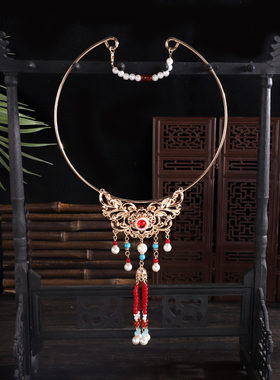 原创马面璎珞古风项圈晚明流苏国风平安项链汉服配饰明制中式饰品
