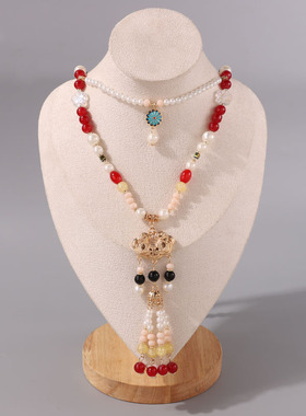 古风流苏汉服新中式黑色长背云