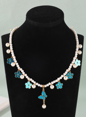 送朋友超仙坦领花朵项链仿珍珠