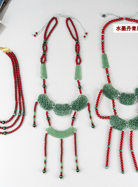 原创 仿玉树脂战国袍璎珞 古风汉服配饰 可调节长度不掉色项链
